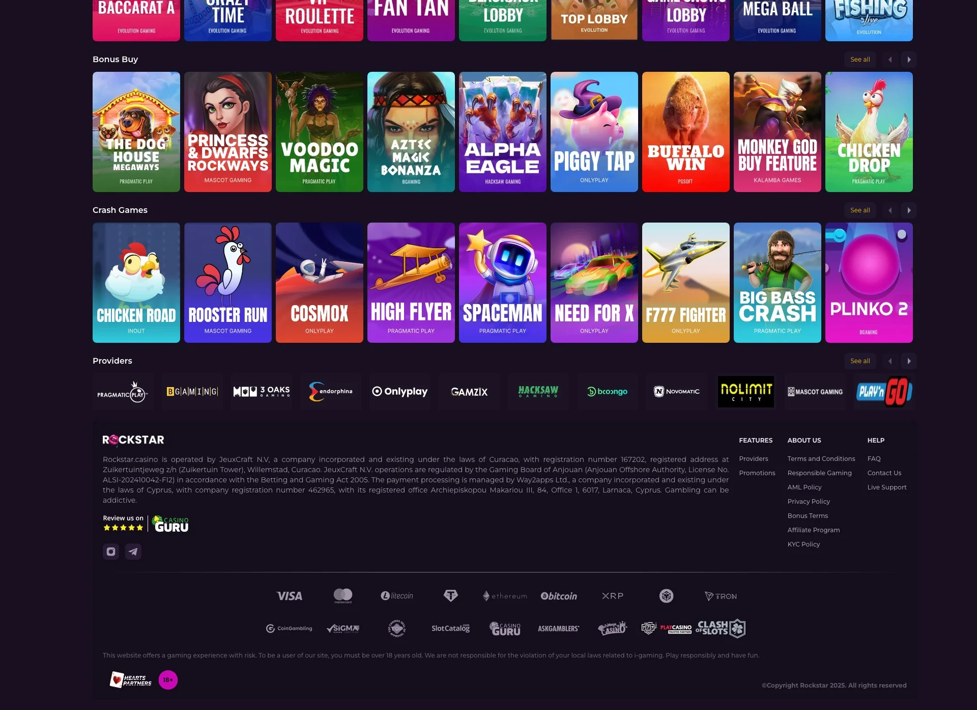 les bonus de RockStar Casino